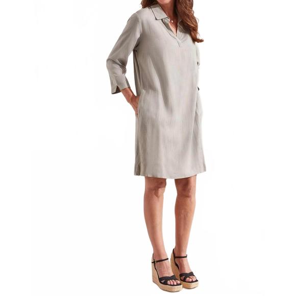 NEW TRIBAL three-quarter sleeve dress with pockets in driedsage - Picture 1 of 2